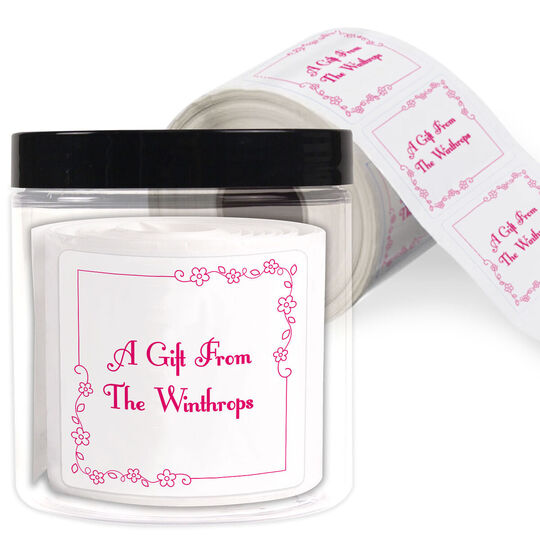 Corner Floral Square Gift Stickers in a Jar